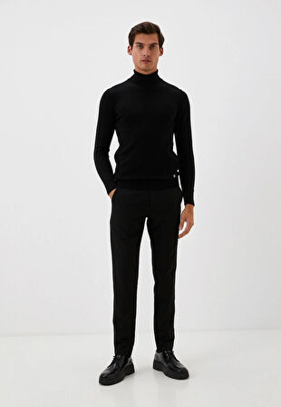 Erkek Tam Balıkçı Boğazlı Triko Siyah Slim Fit Pamuklu Sık Örme Kazak NCS JEANS 3003