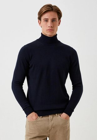 Erkek Tam Balıkçı Boğazlı Triko Lacivert Slim Fit Pamuklu Sık Örme Kazak NCS JEANS 3003