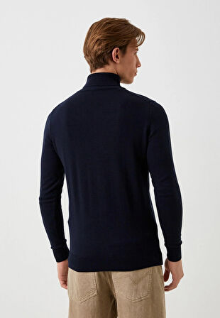 Erkek Tam Balıkçı Boğazlı Triko Lacivert Slim Fit Pamuklu Sık Örme Kazak NCS JEANS 3003