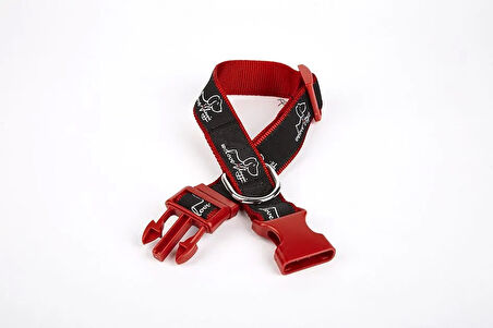 Köpek Desenli Dokuma Köpek Boyun Tasması 3 cm x 36-60 cm Kırmızı