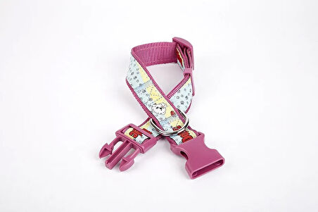 Pati Desenli Dokuma Köpek Boyun Tasması 3 cm x 36-60 cm Mor