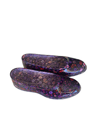 Zenne Çiçekli Bahçe ve Tarım Kadın Ayakkabısı 36-40 Mürdüm