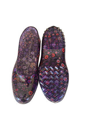 Zenne Çiçekli Bahçe ve Tarım Kadın Ayakkabısı 36-40 Mürdüm