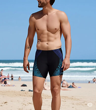 Speedo Duo Logo Print Mid Jammer Erkek Mayosu Siyah-Mavi