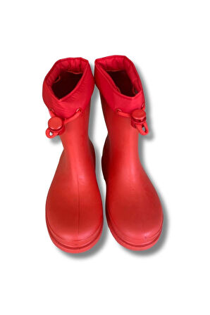 Konçlu Kız Çocuk Yağmur Çizmesi 26-35 Kırmızı