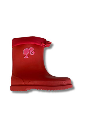 Konçlu Kız Çocuk Yağmur Çizmesi 26-35 Kırmızı