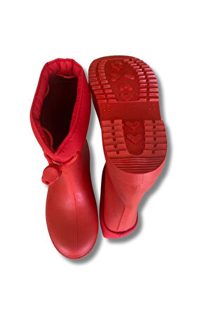 Konçlu Kız Çocuk Yağmur Çizmesi 26-35 Kırmızı