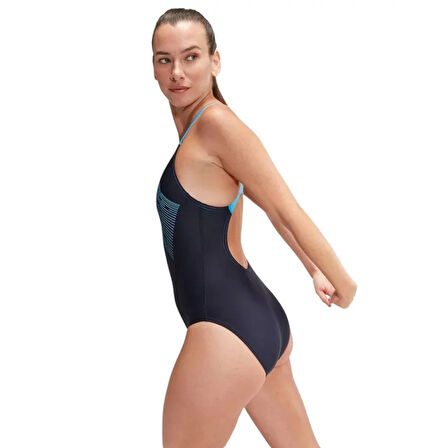 Speedo Medley Logo Kadın Yüzücü Mayosu Lacivert-Turkuaz