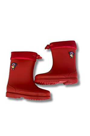 Konçlu Erkek Çocuk Yağmur Çizmesi 26-35 Kırmızı