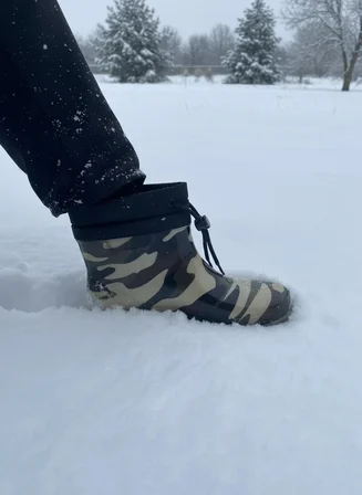 Konçlu Peluşlu Unisex Potin Yağmur Botu 36-40 Askeri Kamuflaj