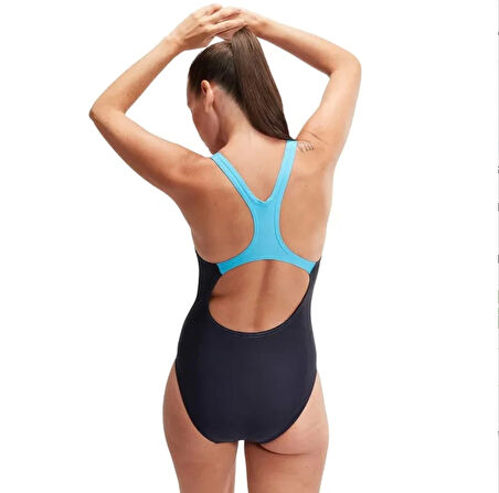 Speedo Medley Logo Kadın Yüzücü Mayosu Lacivert-Turkuaz