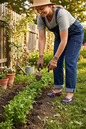 Zenne Çiçekli Bahçe ve Tarım Kadın Ayakkabısı 36-40 Mürdüm