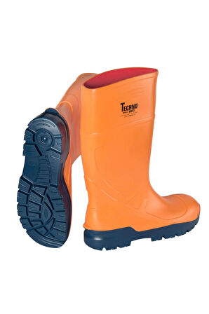 Techno Boots Poliüretan Soğuğa Dayanıklı Kısa Çelik Burunlu Turuncu Çizme