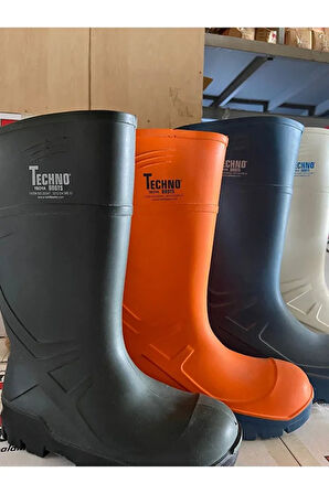 Techno Boots Poliüretan Soğuğa Dayanıklı Kısa Çelik Burunlu Turuncu Çizme