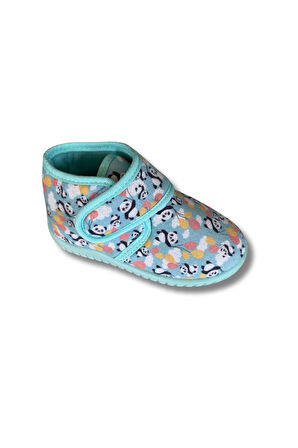 Soylu Yumuşak Pamuklu Unisex Çocuk Pandufu Yeşil/Panda