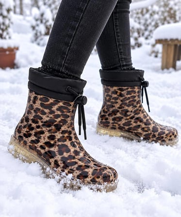 Belix Peluşlu Potin Kadın Yağmur Botu Leopar 36-40