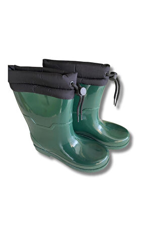 Konçlu Kadın Yağmur Çizmesi 36-40 Koyu Yeşil