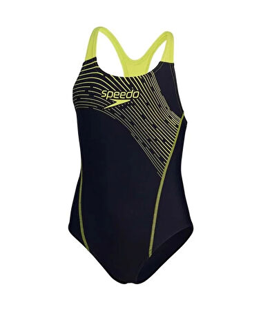 Speedo Tek Parça Kadın Yüzme Mayosu Siyah-Yeşil