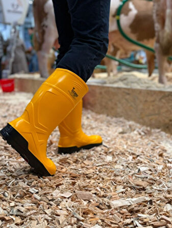 Techno Boots Poliüretan Soğuğa Dayanıklı Kısa Çelik Burunlu Sarı Çizme