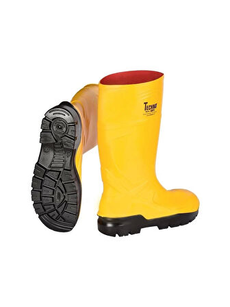 Techno Boots Poliüretan Soğuğa Dayanıklı Kısa Çelik Burunlu Sarı Çizme