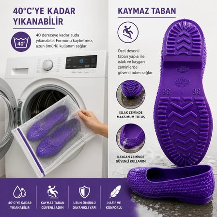 Zenne Kaymaz Tabanlı Makosen Bahçe ve Tarım Ayakkabısı 36-42 Mor