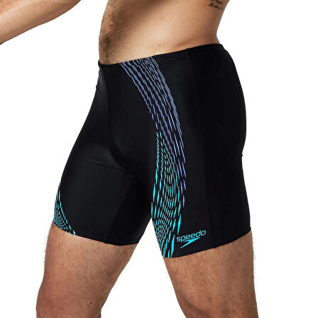 Speedo Duo Logo Print Mid Jammer Erkek Mayosu Siyah-Mavi