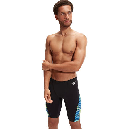 Speedo Allover Digital V-Cut Jammer Erkek Yüzücü Mayosu Siyah-Mavi