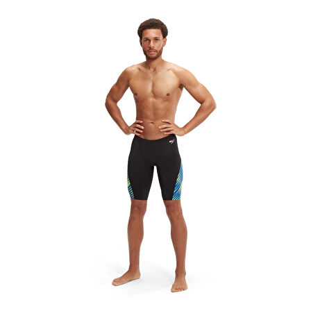 Speedo Allover Digital V-Cut Jammer Erkek Yüzücü Mayosu Siyah-Mavi