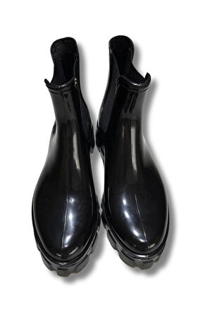 Kaymaz Yüksek Tabanlı Bilek Boy Lastikli Kadın Botu 36-40 Siyah