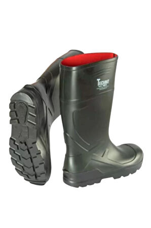 Techno Boots Poliüretan Soğuğa Dayanıklı Kısa Çelik Burunlu Yeşil Çizme