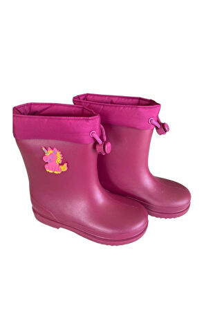 Konçlu Kız Çocuk Yağmur Çizmesi 26-35 Fuşya
