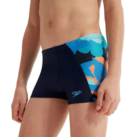 Speedo Allover Leg Aquashort Erkek Çocuk Yüzücü Mayosu Lacivert-Mavi