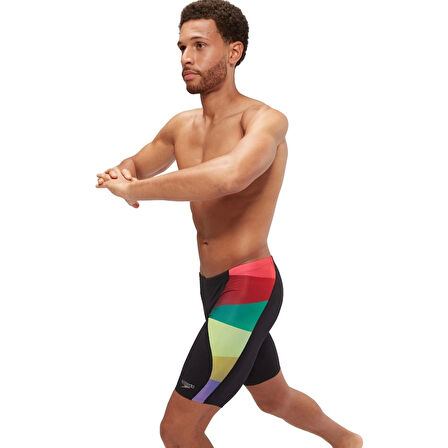 Speedo Placement Digital V-Cut Jammer Erkek Yüzücü Mayosu Siyah-Renkli