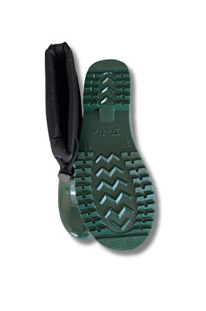 Konçlu Peluşlu Kadın Yağmur Çizmesi 36-40 Koyu Yeşil