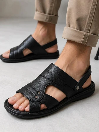 Belix Hakiki Deri Erkek Günlük Siyah Terlik