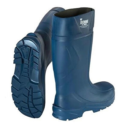 Techno Boots Poliüretan Soğuğa Dayanıklı Kısa Çelik Burunlu Mavi Çizme