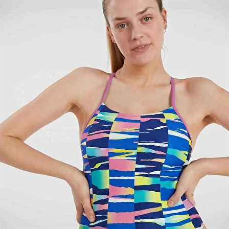 Speedo Rainbow Ripple Freestyler Kadın Yüzücü Mayosu