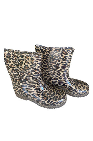 Bahçe ve Yağmur Çiçekli Kadın Çizmesi 36-40 Leopar