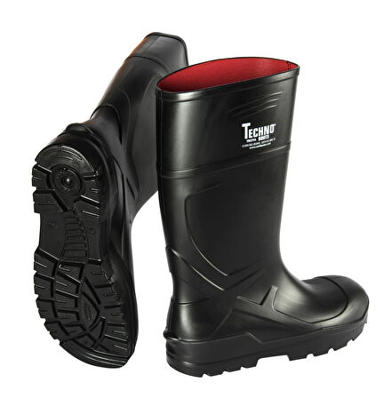 Techno Boots Poliüretan Soğuğa Dayanıklı Kısa Siyah Çizme