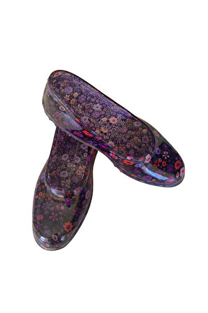 Zenne Çiçekli Bahçe ve Tarım Kadın Ayakkabısı 36-40 Mürdüm