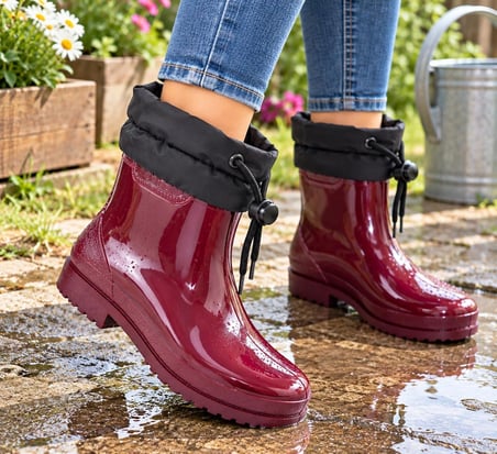 Belix Peluşlu Potin Kadın Yağmur Botu Bordo 36-40
