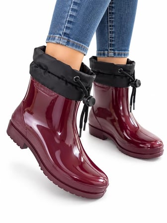Belix Peluşlu Potin Kadın Yağmur Botu Bordo 36-40