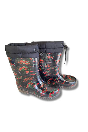 Konçlu Peluşlu Kadın Yağmur Çizmesi 36-40 Kırmızı