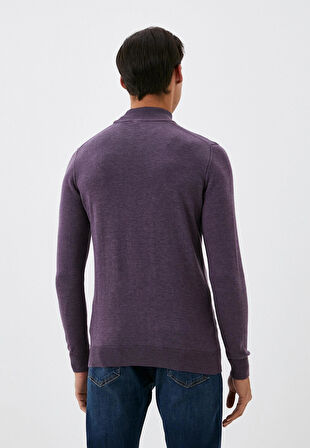 Erkek Yarım Balıkçı Boğazlı Triko Mürdümmelanj Slim Fit Pamuklu Sık Örme Kazak NCS JEANS 3005