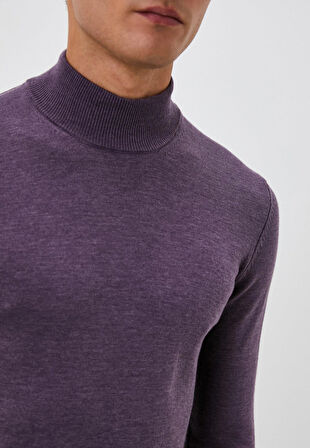 Erkek Yarım Balıkçı Boğazlı Triko Mürdümmelanj Slim Fit Pamuklu Sık Örme Kazak NCS JEANS 3005