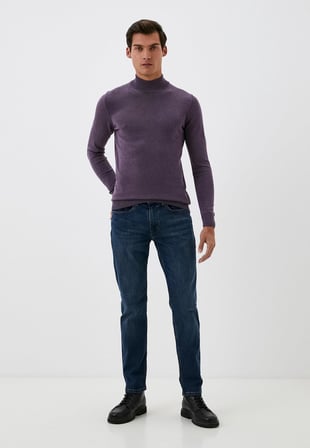 Erkek Yarım Balıkçı Boğazlı Triko Mürdümmelanj Slim Fit Pamuklu Sık Örme Kazak NCS JEANS 3005