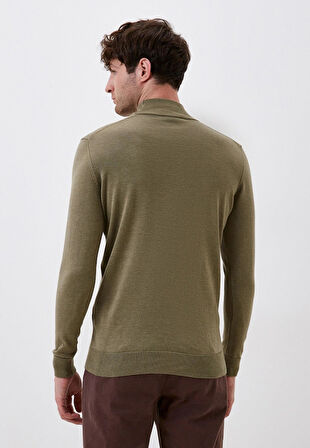 Erkek Yarım Balıkçı Boğazlı Triko Olive Slim Fit Pamuklu Sık Örme Kazak NCS JEANS 3005