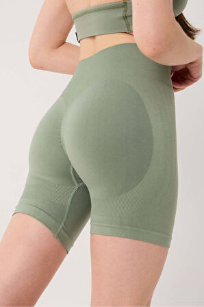 Amara Spor Şort Yüksek Bel Esnek Şekillendirici ve Toparlayıcı Seamless Tayt Kısa Şort