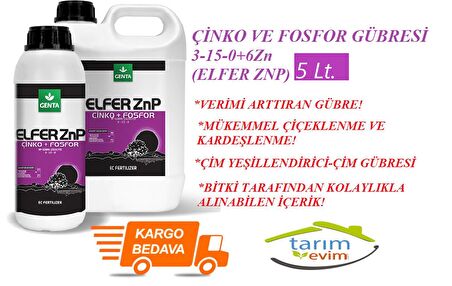 Çinko ve Fosfor Gübresi 3-15-0+6Zn (Elfer ZnP)5 Lt