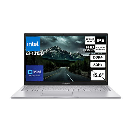 ASUS Vivobook 15 i3-1315U 8 GB 4 TBSSD UHD Graphics FHD 15.6" Windows 11 Home X1504VA-NJ720AT25